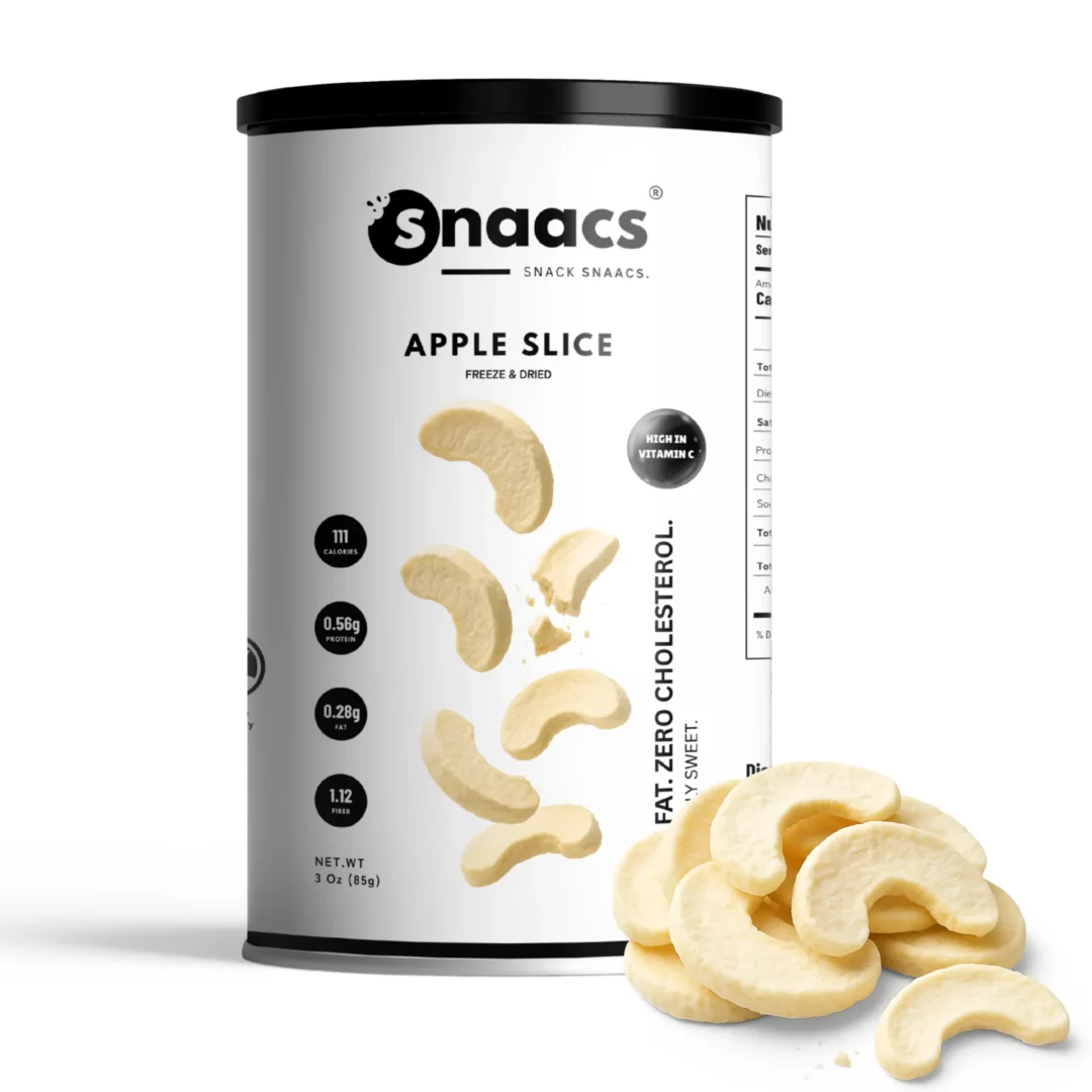 SNAACS Freeze-Dried Apple Slices with Sugar in Canister with Crispy Fruit Pieces