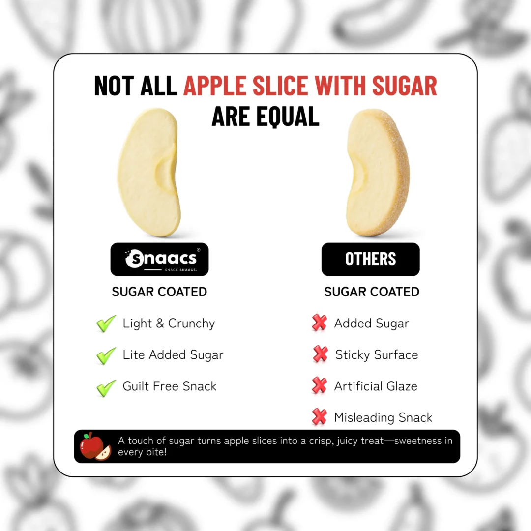 SNAACS Freeze-Dried Apple Slices with Sugar vs Sticky Apple Snacks