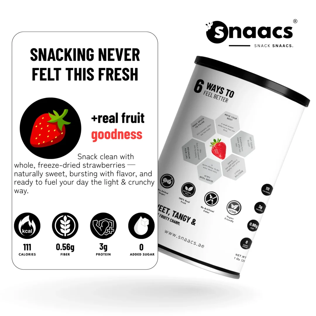 SNAACS Real Fruit Freeze-Dried Strawberry with Health Icons