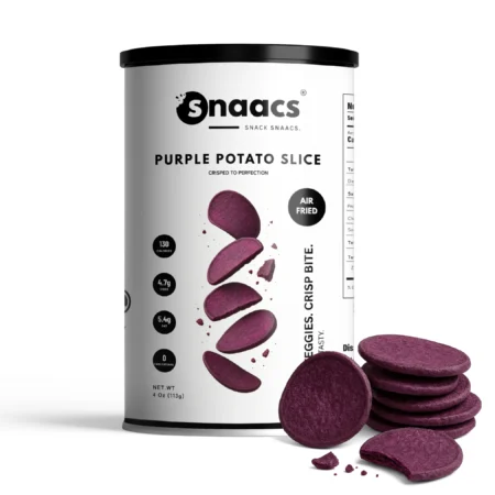 SNAACS Air-Dried Purple Potato Slices in Canister with Real Veggie Pieces