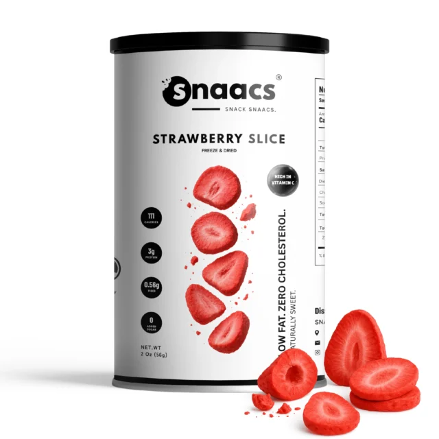 SNAACS Freeze-Dried Strawberry Slices in Canister with Real Fruit Pieces