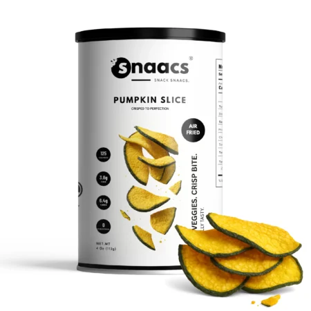 SNAACS Air-Fried Pumpkin Slices in Canister with Crispy Veggie Pieces