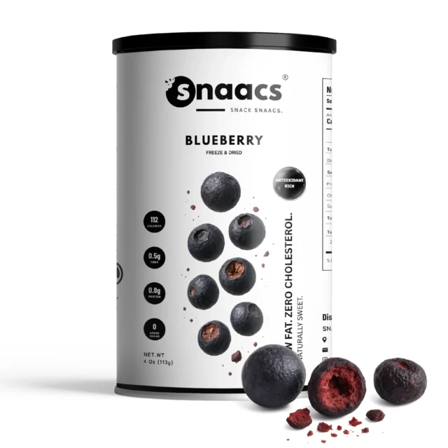 SNAACS Freeze-Dried Whole Blueberries in Canister with Real Fruit Pieces