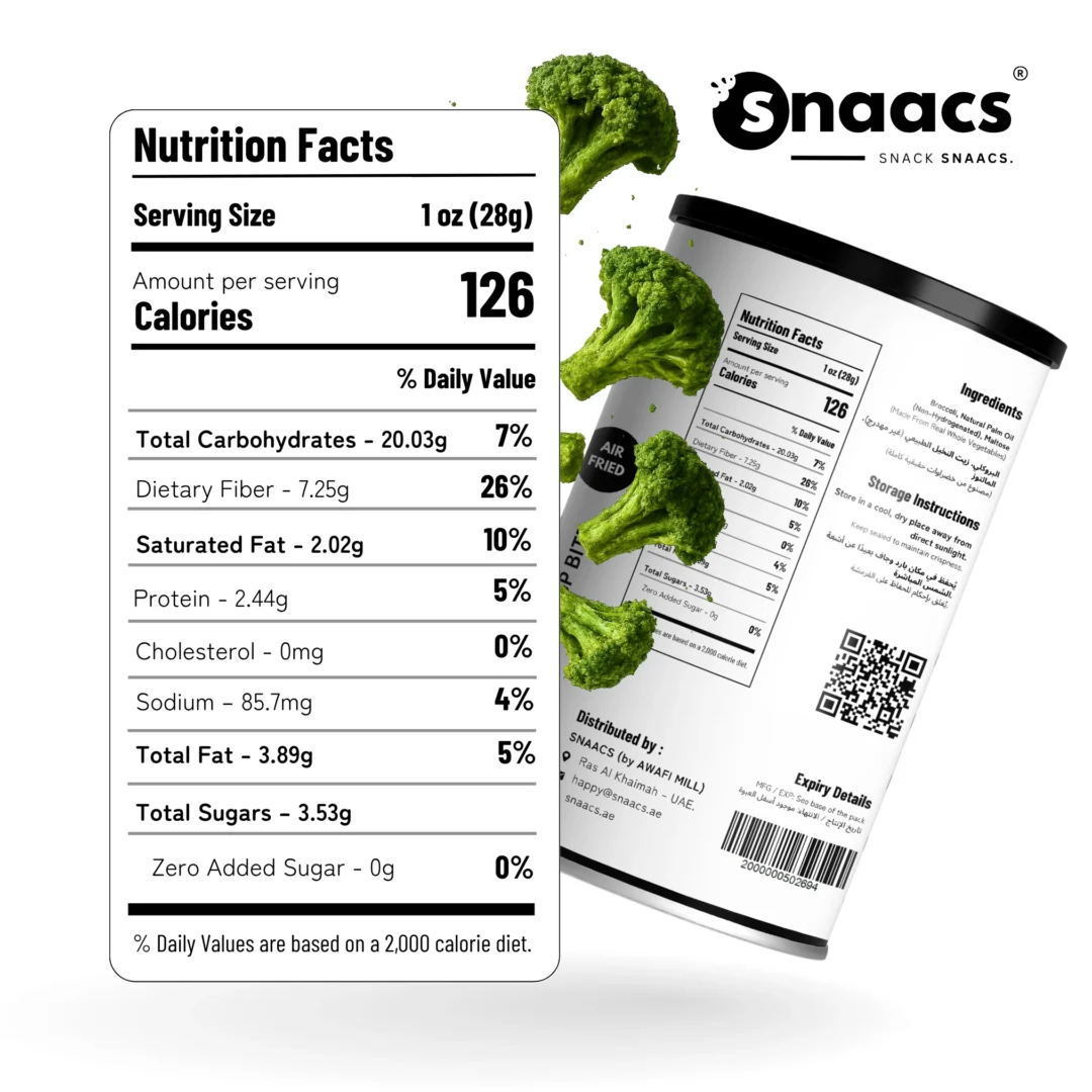Nutrition Information of SNAACS Air-Fried Broccoli