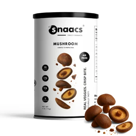 SNAACS Air-Fried Whole Mushrooms in Canister with Crispy Veggie Pieces