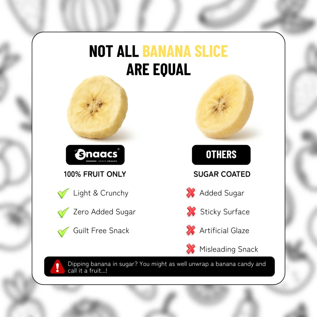 SNAACS Banana vs Sugary Banana Chips – Real vs Artificial Snack