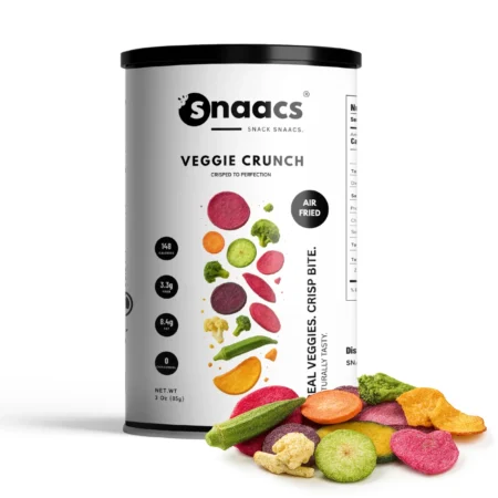 SNAACS Air-Fried Veggie Crunch in Canister with Mixed Crispy Vegetables