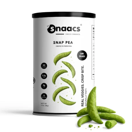 SNAACS Air-Fried Whole Snap Peas in Canister with Crispy Green Pods
