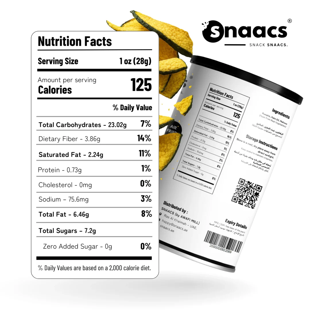 Nutrition Information of SNAACS Air-Fried Pumpkin Slices