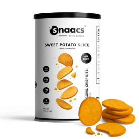 SNAACS Air-Dried Sweet Potato Slices in Canister with Real Veggie Pieces
