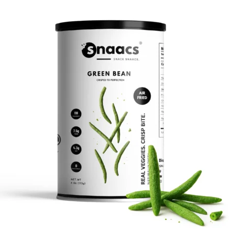 SNAACS Air-Fried Whole Green Beans in Canister with Crispy Veggie Pieces