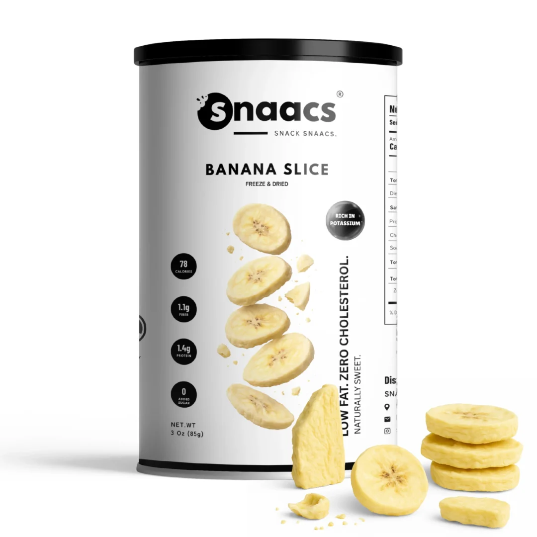 SNAACS Freeze-Dried Banana Slices in Canister with Real Fruit Pieces
