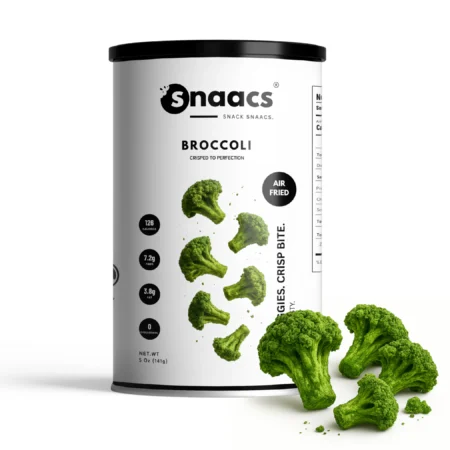 SNAACS Air-Fried Broccoli in Canister with Crispy Green Veggie Pieces