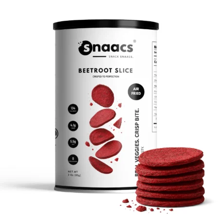 SNAACS Air-Fried Beetroot Slices in Canister with Crispy Veggie Chips