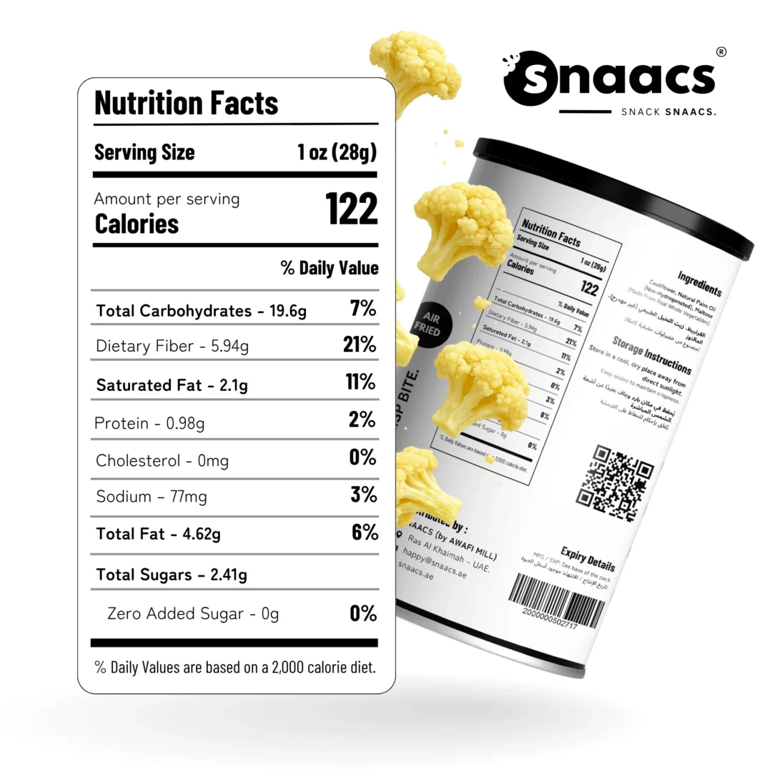 Nutrition Information of SNAACS Air-Fried Cauliflower