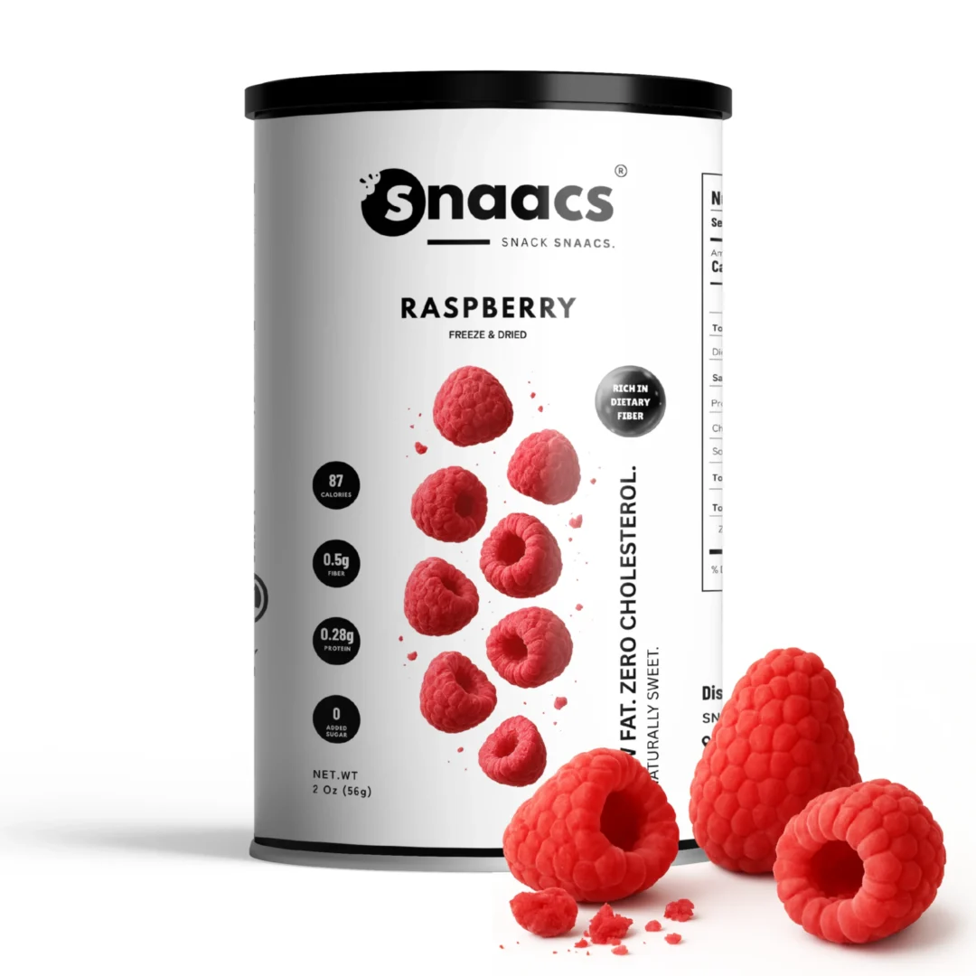 SNAACS Freeze-Dried Whole Raspberries in Canister with Real Berry Pieces